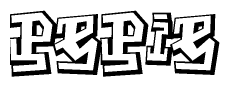 The clipart image features a stylized text in a graffiti font that reads Pepie.