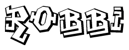 The clipart image depicts the word Robbi in a style reminiscent of graffiti. The letters are drawn in a bold, block-like script with sharp angles and a three-dimensional appearance.