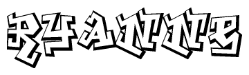 The image is a stylized representation of the letters Ryanne designed to mimic the look of graffiti text. The letters are bold and have a three-dimensional appearance, with emphasis on angles and shadowing effects.