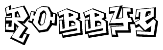 The clipart image depicts the word Robbye in a style reminiscent of graffiti. The letters are drawn in a bold, block-like script with sharp angles and a three-dimensional appearance.