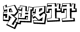 The clipart image depicts the word Rhett in a style reminiscent of graffiti. The letters are drawn in a bold, block-like script with sharp angles and a three-dimensional appearance.