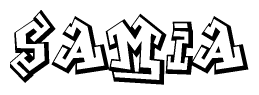 The clipart image features a stylized text in a graffiti font that reads Samia.