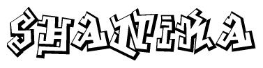 The clipart image depicts the word Shanika in a style reminiscent of graffiti. The letters are drawn in a bold, block-like script with sharp angles and a three-dimensional appearance.