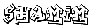 The clipart image features a stylized text in a graffiti font that reads Shamim.