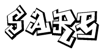 The clipart image features a stylized text in a graffiti font that reads Sare.