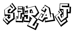 The clipart image features a stylized text in a graffiti font that reads Siraj.