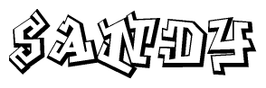 The clipart image depicts the word Sandy in a style reminiscent of graffiti. The letters are drawn in a bold, block-like script with sharp angles and a three-dimensional appearance.