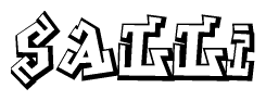 The clipart image depicts the word Salli in a style reminiscent of graffiti. The letters are drawn in a bold, block-like script with sharp angles and a three-dimensional appearance.