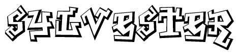 The image is a stylized representation of the letters Sylvester designed to mimic the look of graffiti text. The letters are bold and have a three-dimensional appearance, with emphasis on angles and shadowing effects.