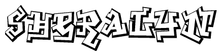The clipart image depicts the word Sheralyn in a style reminiscent of graffiti. The letters are drawn in a bold, block-like script with sharp angles and a three-dimensional appearance.