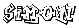 The image is a stylized representation of the letters Simon designed to mimic the look of graffiti text. The letters are bold and have a three-dimensional appearance, with emphasis on angles and shadowing effects.