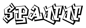The clipart image depicts the word Spann in a style reminiscent of graffiti. The letters are drawn in a bold, block-like script with sharp angles and a three-dimensional appearance.