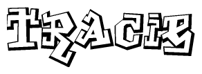 The image is a stylized representation of the letters Tracie designed to mimic the look of graffiti text. The letters are bold and have a three-dimensional appearance, with emphasis on angles and shadowing effects.