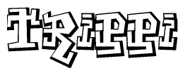   The clipart image depicts the word Trippi in a style reminiscent of graffiti. The letters are drawn in a bold, block-like script with sharp angles and a three-dimensional appearance. 