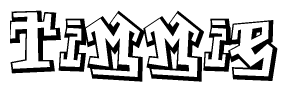 The clipart image depicts the word Timmie in a style reminiscent of graffiti. The letters are drawn in a bold, block-like script with sharp angles and a three-dimensional appearance.