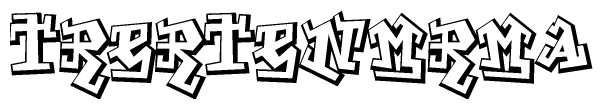 The clipart image depicts the word Trertenmrma in a style reminiscent of graffiti. The letters are drawn in a bold, block-like script with sharp angles and a three-dimensional appearance.