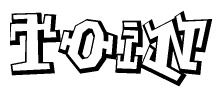The clipart image features a stylized text in a graffiti font that reads Toin.