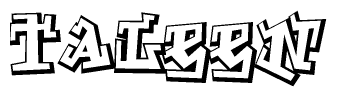 The clipart image depicts the word Taleen in a style reminiscent of graffiti. The letters are drawn in a bold, block-like script with sharp angles and a three-dimensional appearance.