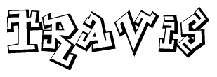 The clipart image depicts the word Travis in a style reminiscent of graffiti. The letters are drawn in a bold, block-like script with sharp angles and a three-dimensional appearance.