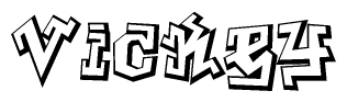 The clipart image depicts the word Vickey in a style reminiscent of graffiti. The letters are drawn in a bold, block-like script with sharp angles and a three-dimensional appearance.