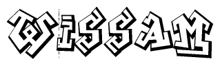 The clipart image depicts the word Wissam in a style reminiscent of graffiti. The letters are drawn in a bold, block-like script with sharp angles and a three-dimensional appearance.