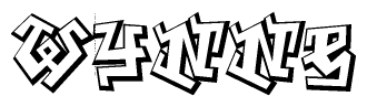 The image is a stylized representation of the letters Wynne designed to mimic the look of graffiti text. The letters are bold and have a three-dimensional appearance, with emphasis on angles and shadowing effects.