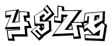 The clipart image depicts the word Ysze in a style reminiscent of graffiti. The letters are drawn in a bold, block-like script with sharp angles and a three-dimensional appearance.