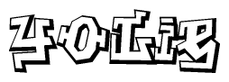 The clipart image depicts the word Yolie in a style reminiscent of graffiti. The letters are drawn in a bold, block-like script with sharp angles and a three-dimensional appearance.