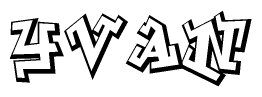The clipart image features a stylized text in a graffiti font that reads Yvan.