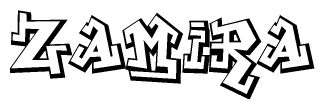 The clipart image features a stylized text in a graffiti font that reads Zamira.