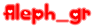 The image displays the word Aleph gr written in a stylized red font with hearts inside the letters.