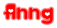 The image displays the word Anng written in a stylized red font with hearts inside the letters.
