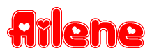 The image displays the word Ailene written in a stylized red font with hearts inside the letters.
