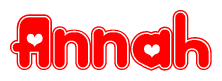 The image displays the word Annah written in a stylized red font with hearts inside the letters.