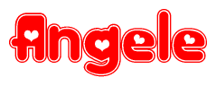 The image displays the word Angele written in a stylized red font with hearts inside the letters.