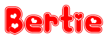 The image displays the word Bertie written in a stylized red font with hearts inside the letters.