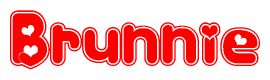 The image displays the word Brunnie written in a stylized red font with hearts inside the letters.