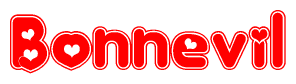 The image displays the word Bonnevil written in a stylized red font with hearts inside the letters.