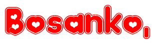 The image displays the word Bosanko written in a stylized red font with hearts inside the letters.