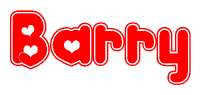 The image displays the word Barry written in a stylized red font with hearts inside the letters.
