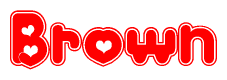 The image displays the word Brown written in a stylized red font with hearts inside the letters.