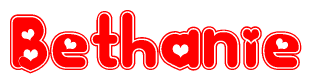 The image displays the word Bethanie written in a stylized red font with hearts inside the letters.