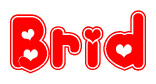 Red and White Brid Word with Heart Design