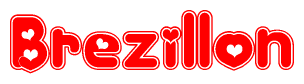 Red and White Brezillon Word with Heart Design