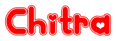The image displays the word Chitra written in a stylized red font with hearts inside the letters.