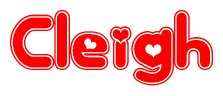 The image displays the word Cleigh written in a stylized red font with hearts inside the letters.