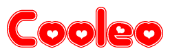 The image displays the word Cooleo written in a stylized red font with hearts inside the letters.
