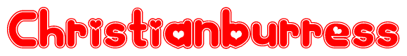 The image displays the word Christianburress written in a stylized red font with hearts inside the letters.