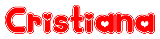 The image is a clipart featuring the word Cristiana written in a stylized font with a heart shape replacing inserted into the center of each letter. The color scheme of the text and hearts is red with a light outline.
