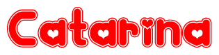 The image displays the word Catarina written in a stylized red font with hearts inside the letters.